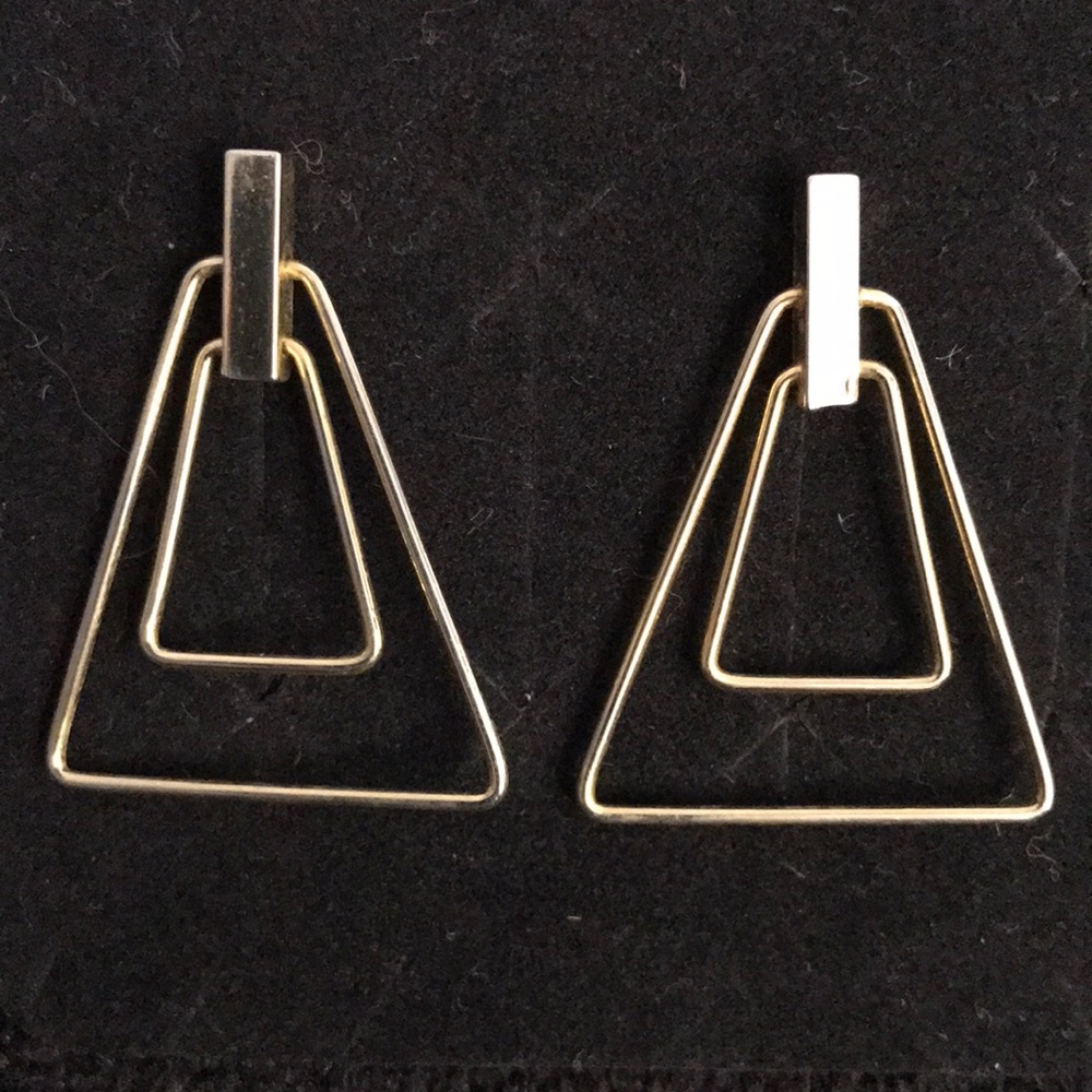 Vintage 80's Gold Tone Metal Pierced Earrings
